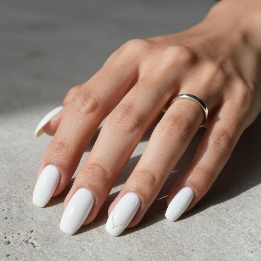 Matte White Coffin Nails