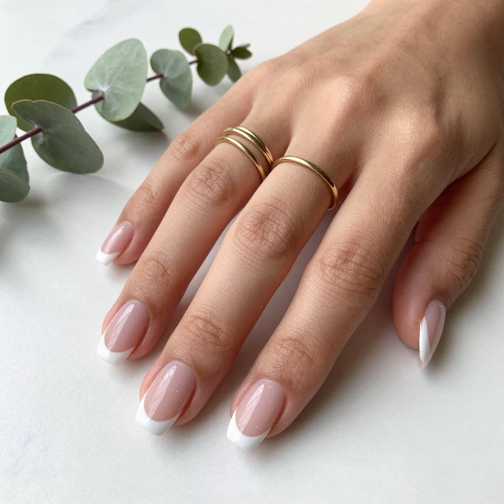 Short Square White French Tips