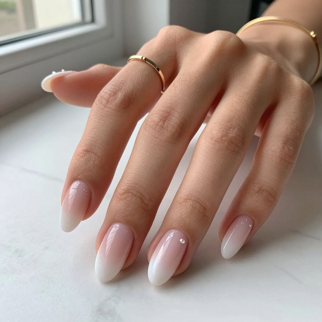 White Ombré Fade Nails