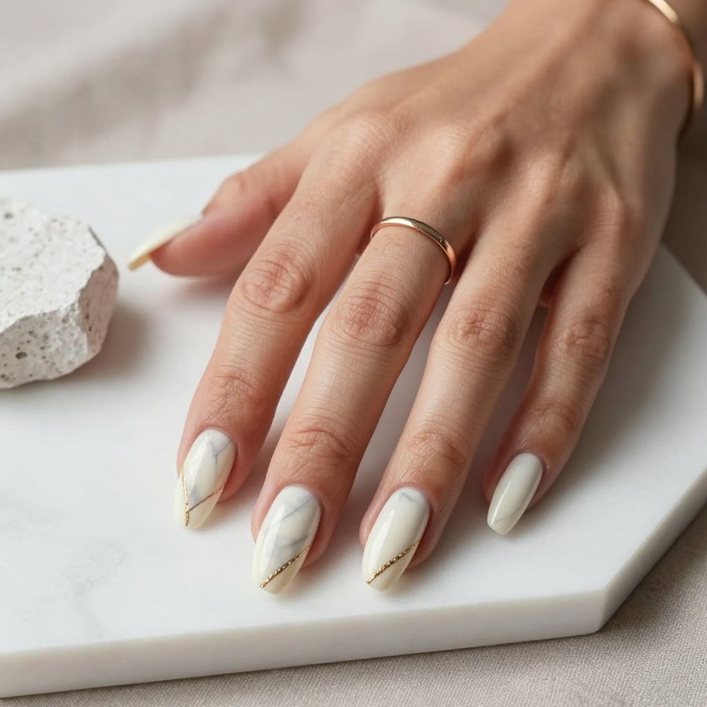 White Marble Nails