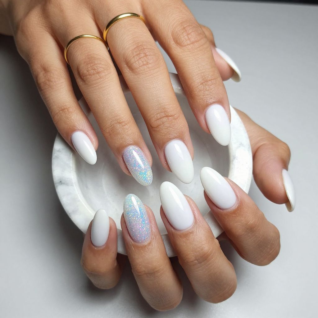 White Ombre to Glitter Gradient