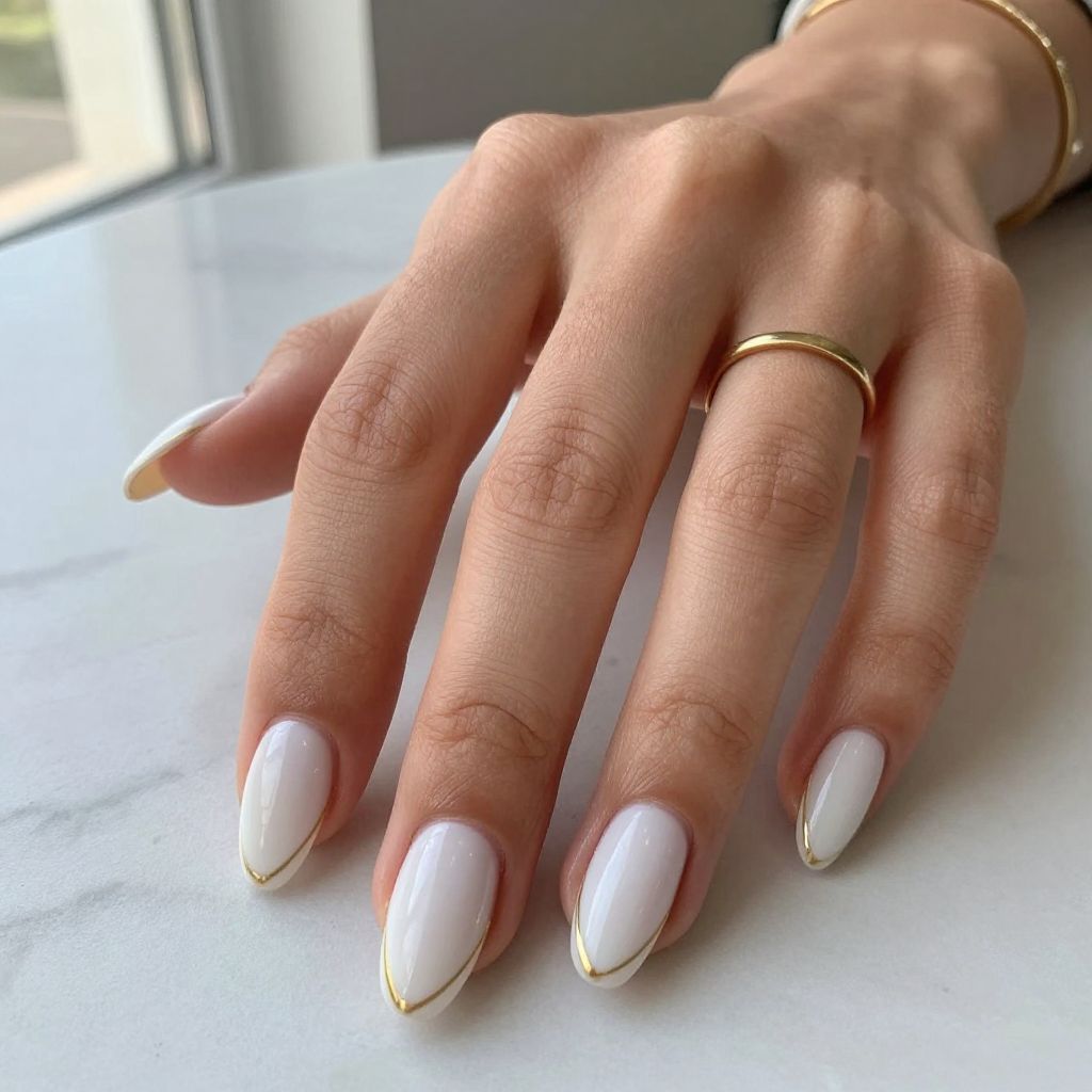 Minimalist White with Thin Gold Stripes