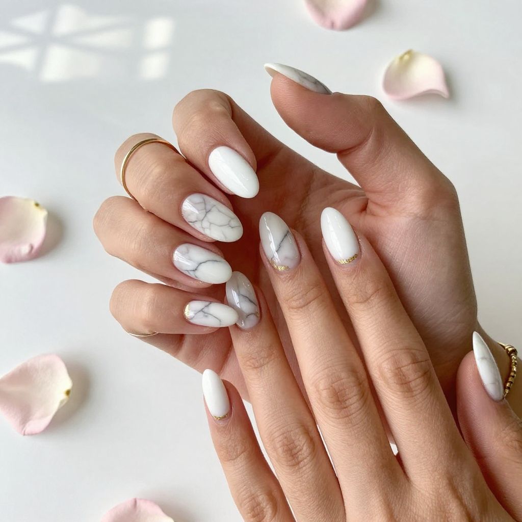 White Marble Nails