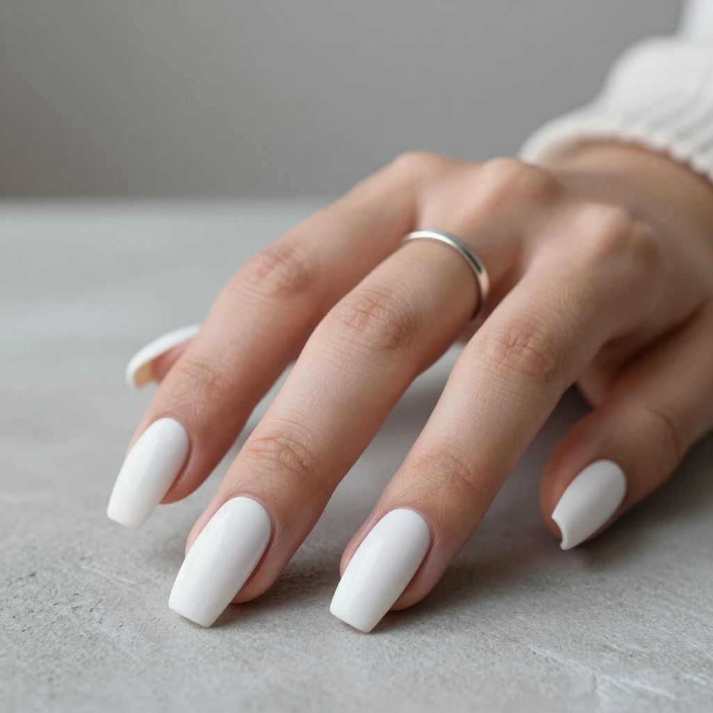 Matte Chalk Coffin white nails
