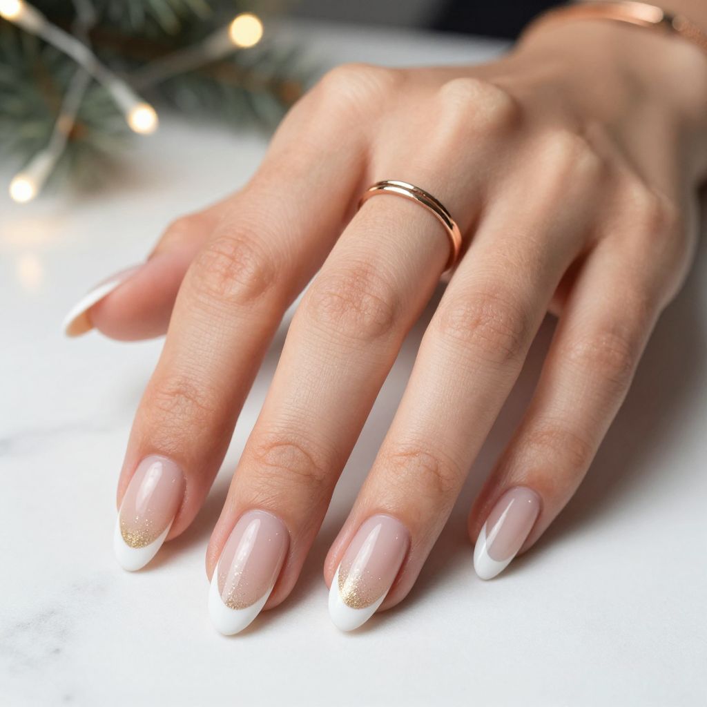 White Tips With Glitter Fade