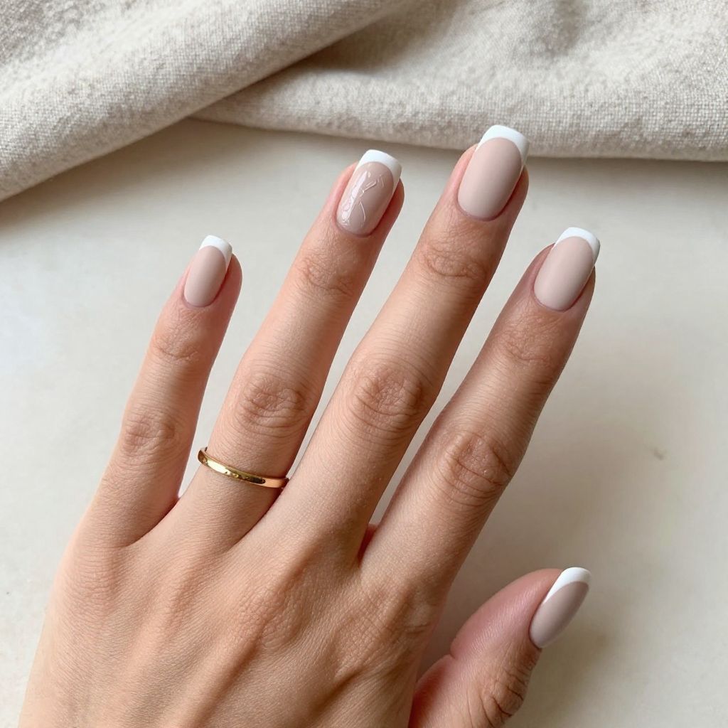 Matte White Tip Nails