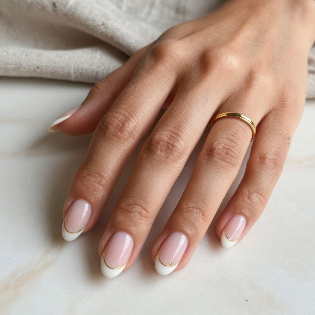 White Tips With Gold Line Art