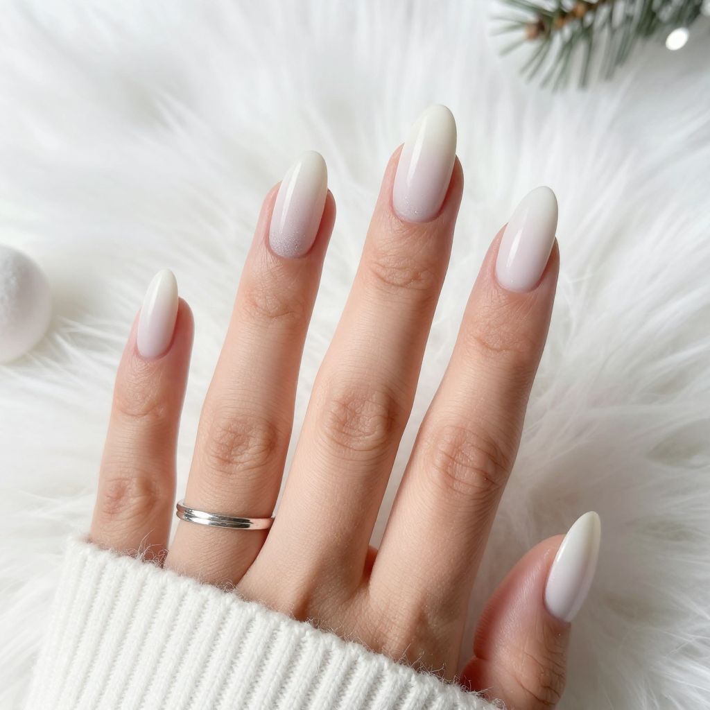 Frosted Ombre White Nails