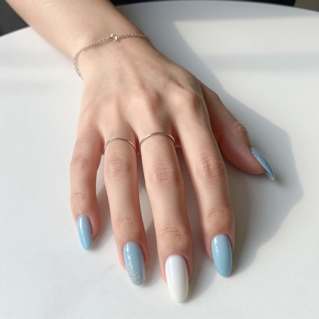 Icy Blue to White Ombre