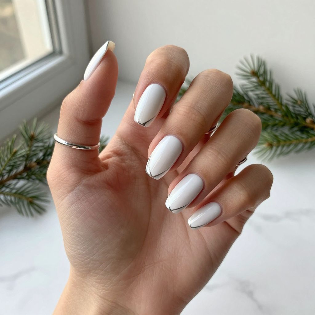 White Nails with Negative Space Patterns
