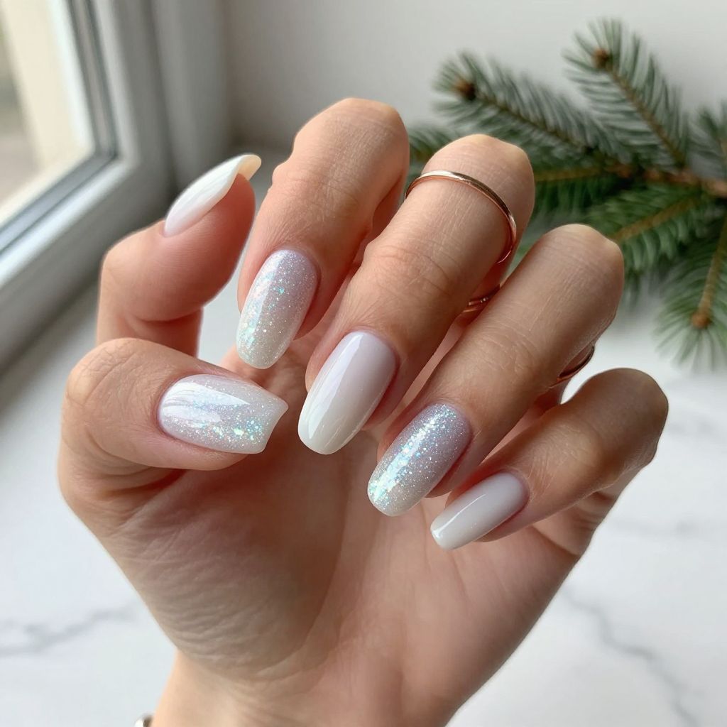 Glitter Gradient White to Iridescent