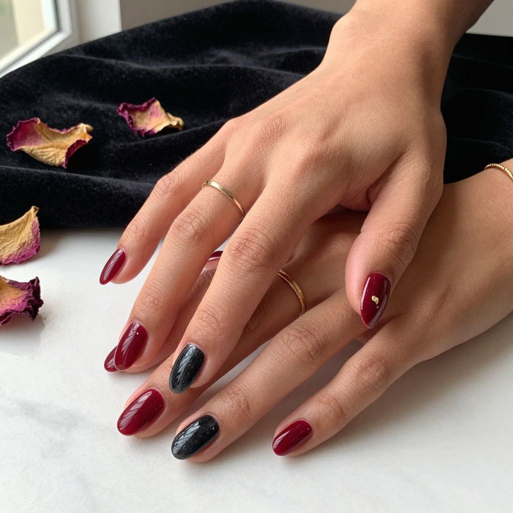 Dark Cherry Spell Nails