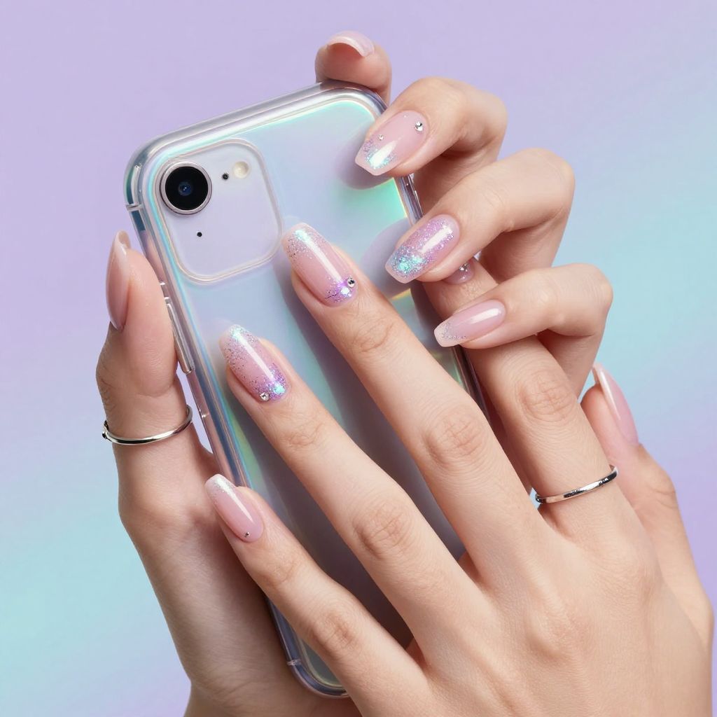 Glitter flip French Y2K nails