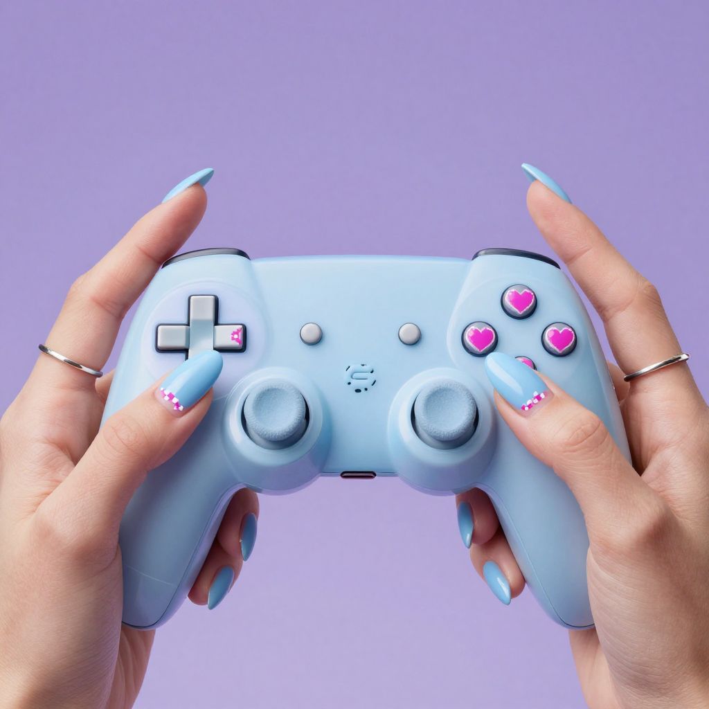 Pixel heart tips Y2K nails