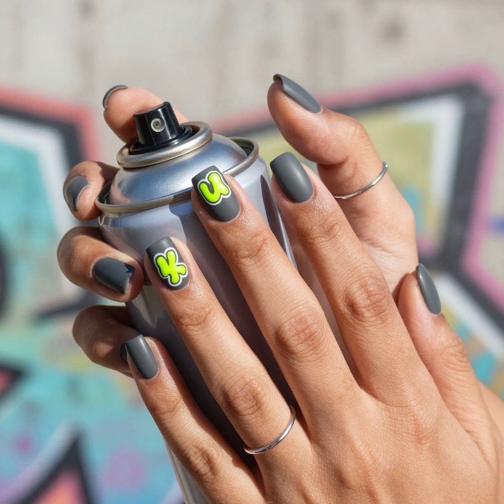 Graffiti letter accent Y2K nails