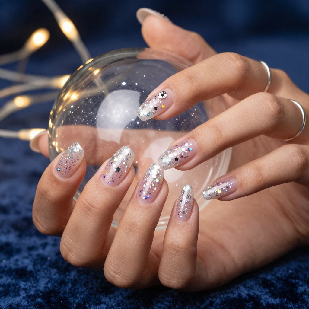 Holo snow globe Y2K nails