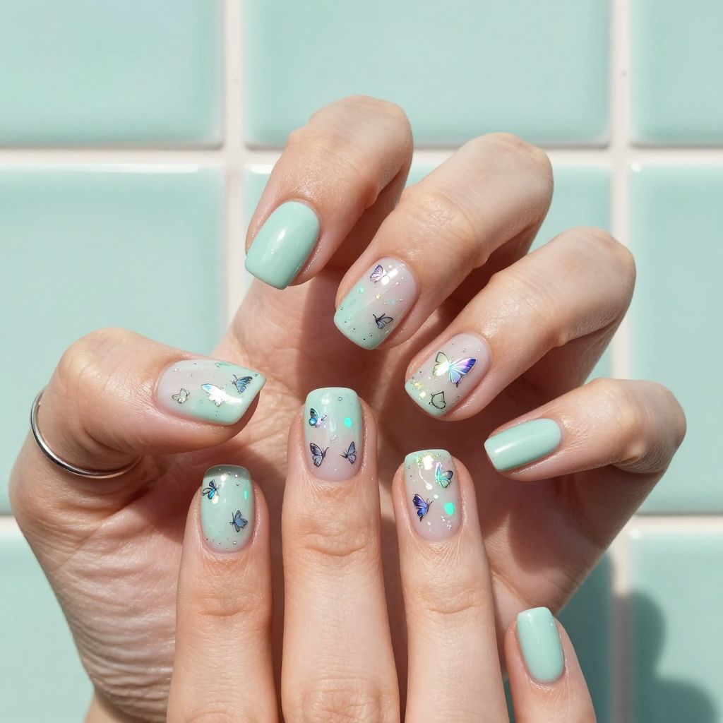 Butterfly sticker Y2K nails