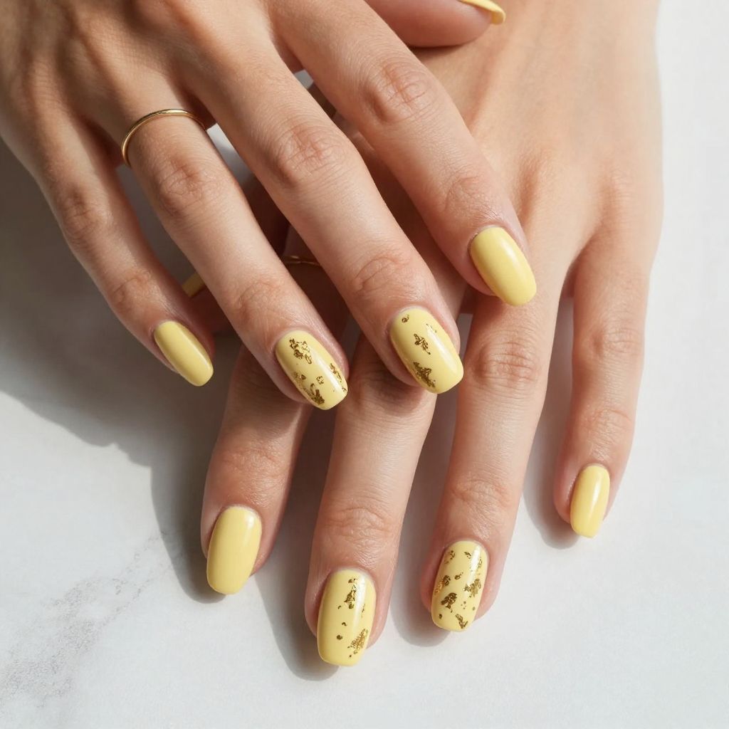 Soft Butter Yellow with Gold Leaf