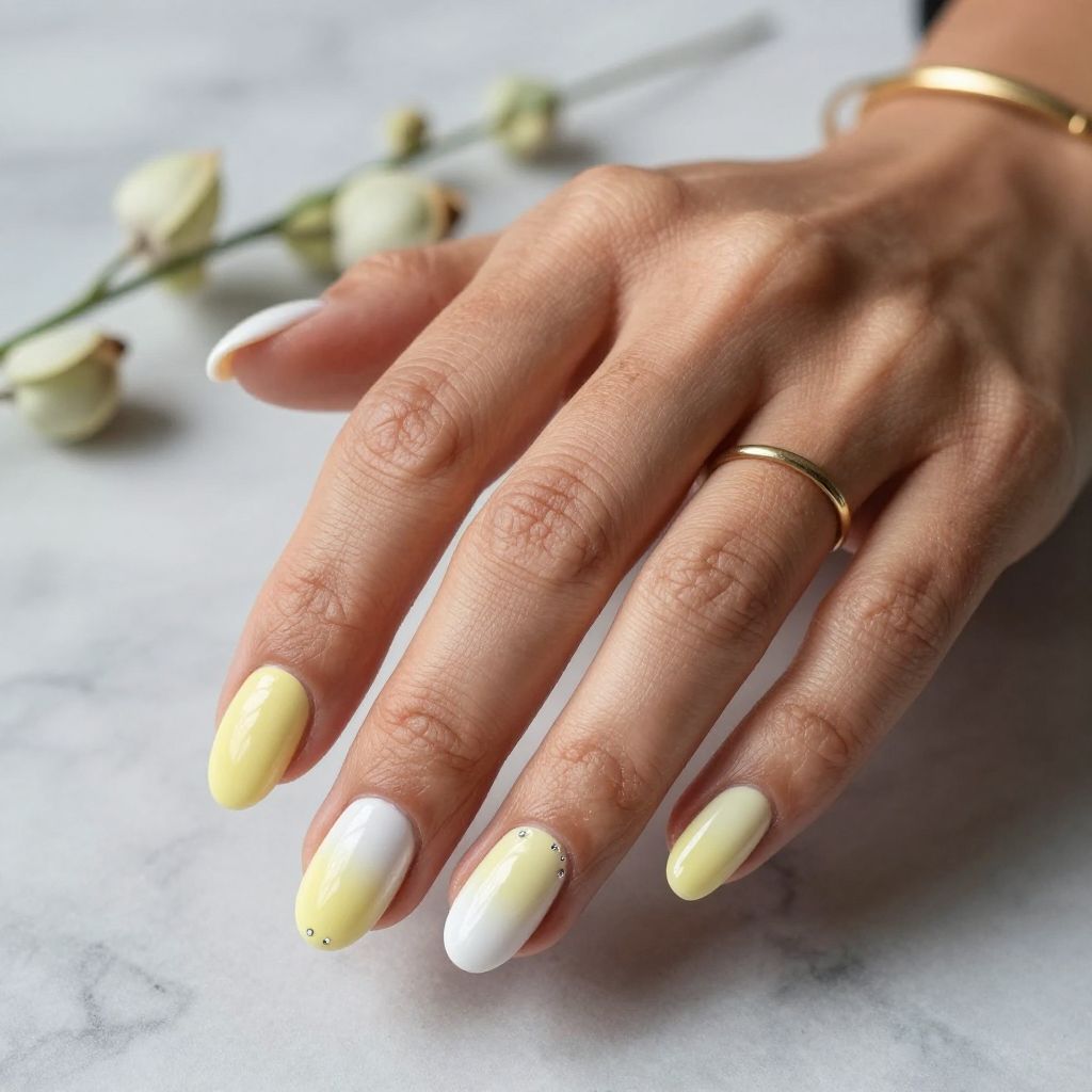 Pale Lemon Yellow Ombre to White