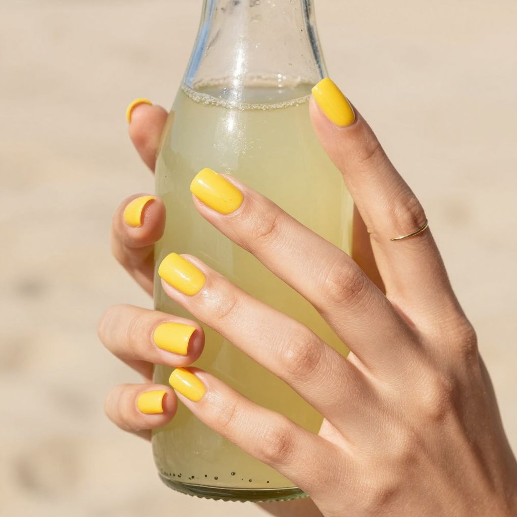 Sunbeam solid glossy yellow nails